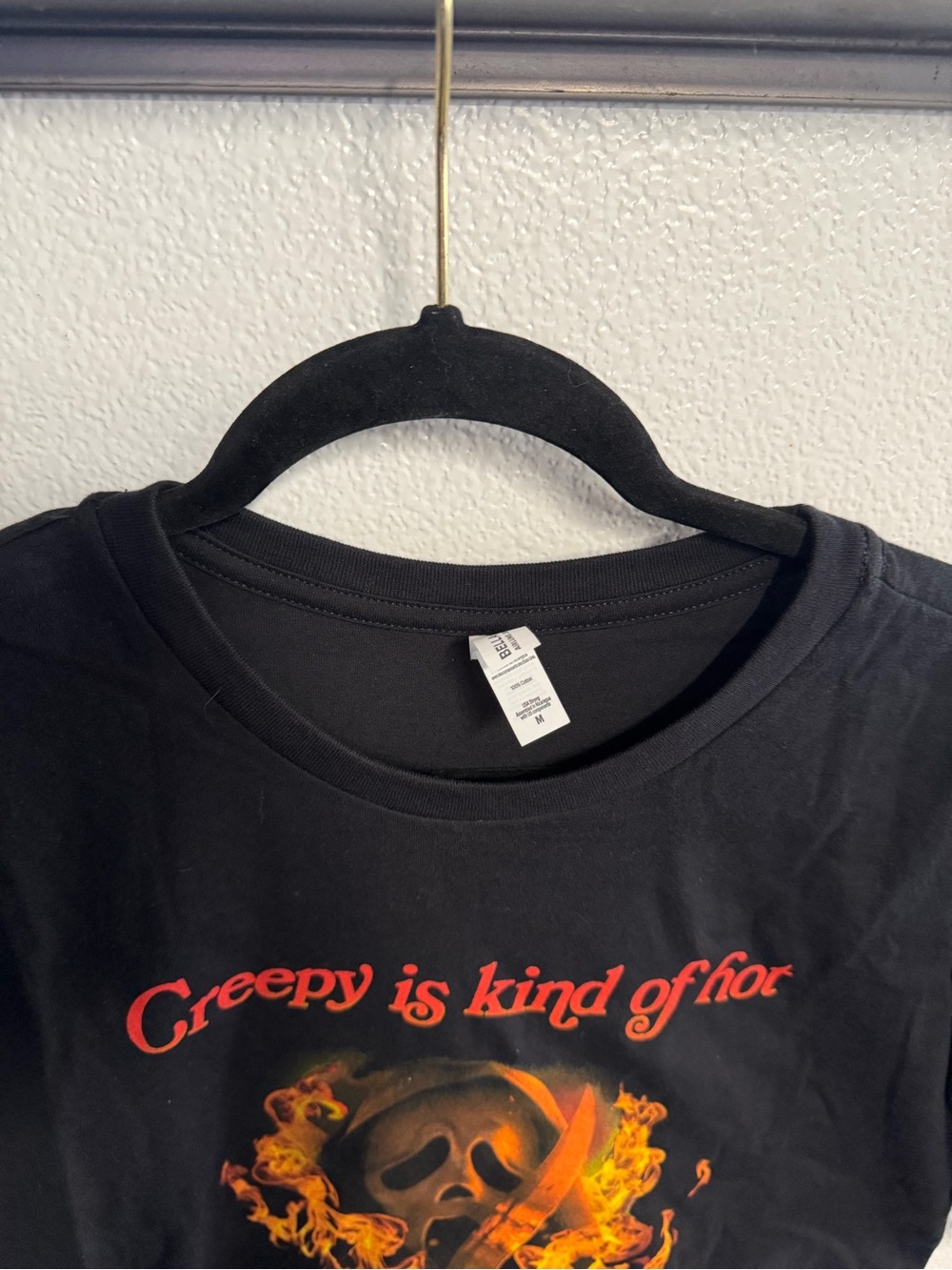 Scream Creepy Is Kind Of Hot Black Graphic Crop Tee - Picture 3 of 3